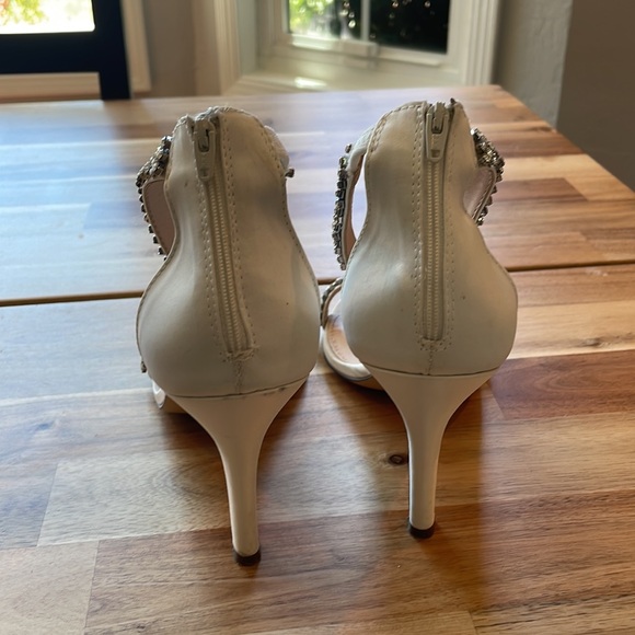 Nina white and rhinestone wedding/prom heels - Picture 3 of 5